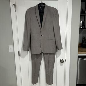 ASOS DESIGN MENS BROWN/BLACK HOUNDSTOOTH CLASSIC SUIT PANTS 33X27* JACKET 40R